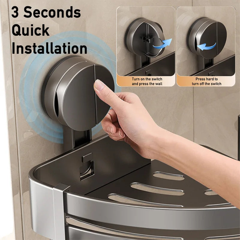 Badezimmer-Ecklagerregal, Saugnapf, Halterung an der Wand, Dusch-Caddy-Box, abnehmbares Badezimmer, Küche, Toilette, Organizer-Rack