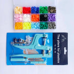 QIMONTON T5 Druckknopf-Set mit Zange – Resin, Nickelfrei, Waschbar, 1,2cm | DIY Nähen & Basteln | Blau, Rosa & Grau