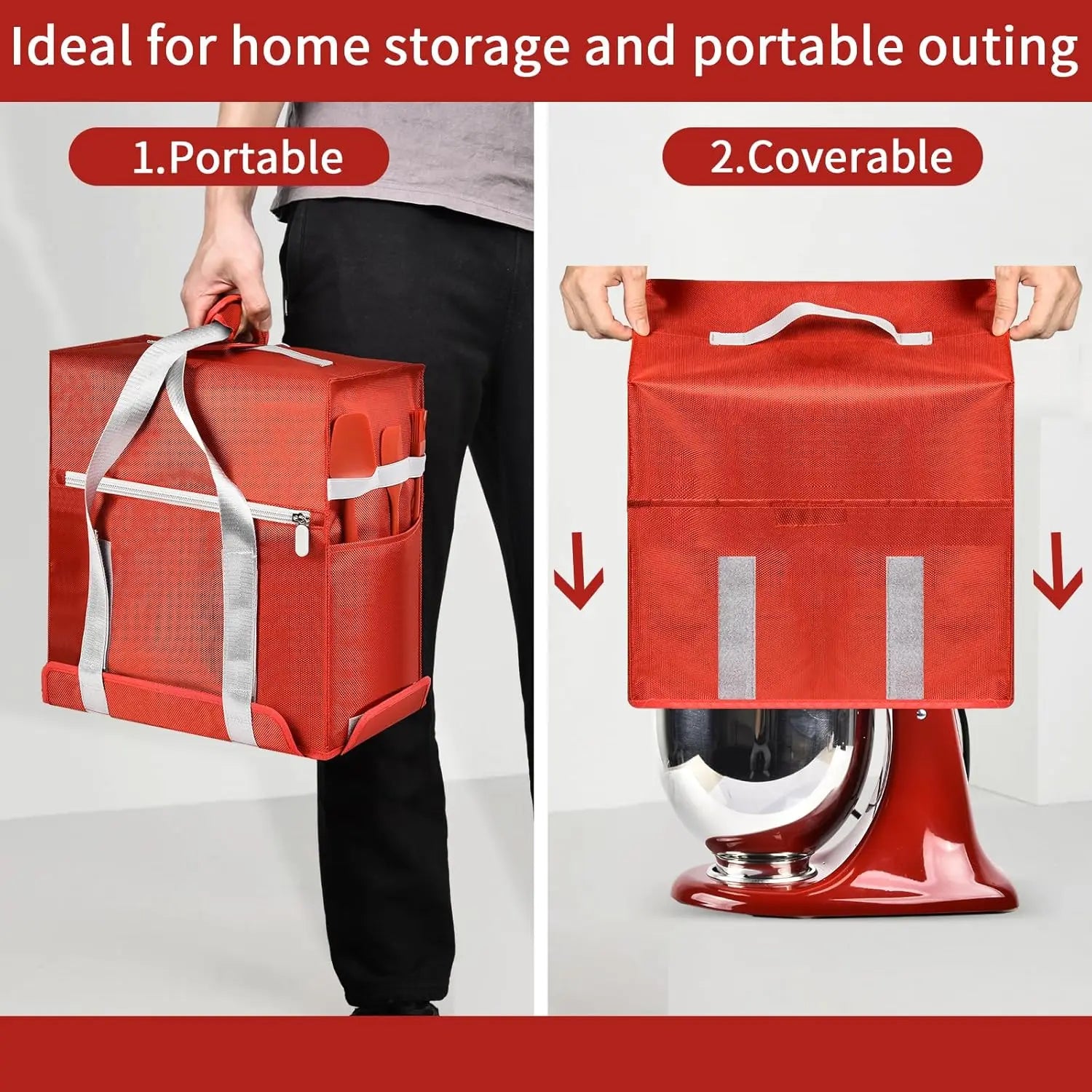 Standmixer-Abdeckung, kompatibel mit KitchenAid Standmixer 4,5–5 Quart, tragbare Reise-Aufbewahrungstasche (nur Box)