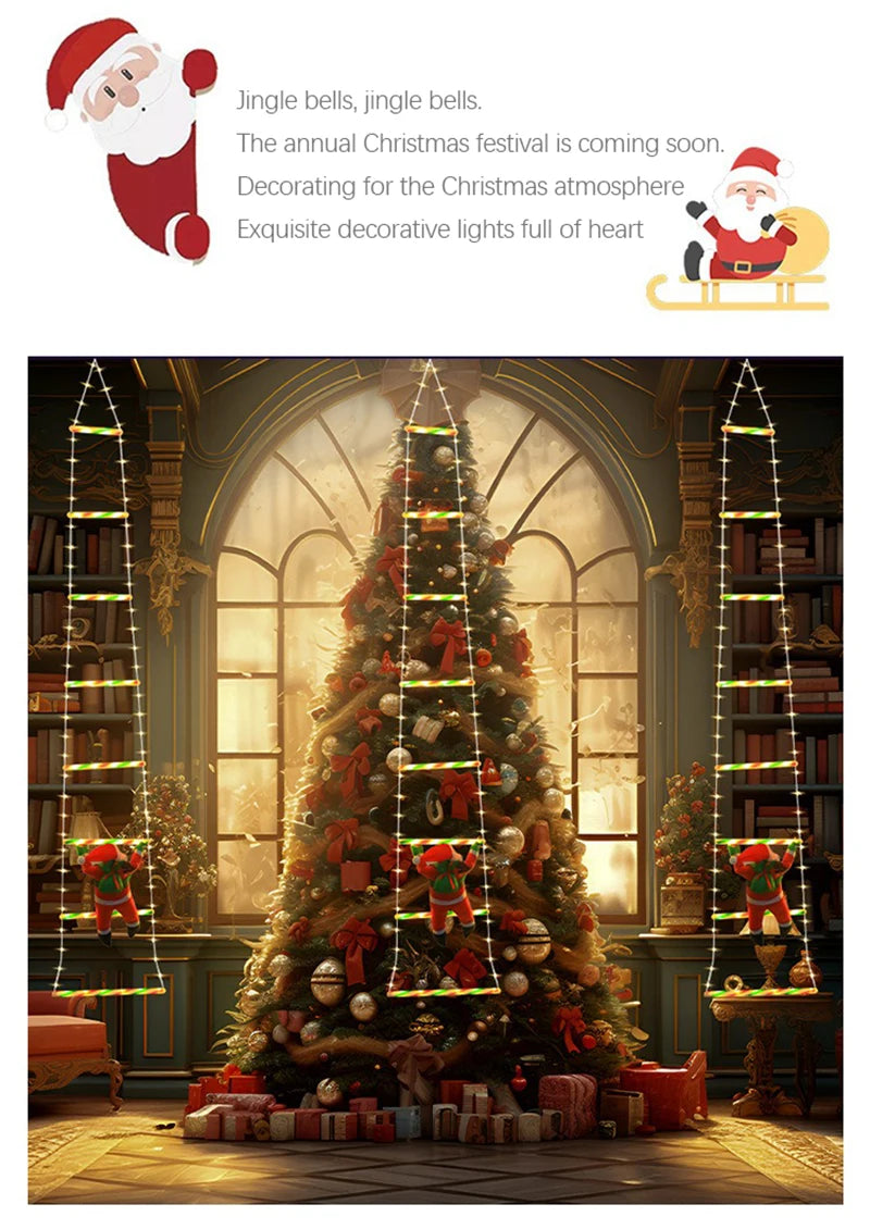 LED Weihnachtsdekorationen Feenlampe LED Leiterlampe mit Klettern Weihnachtsmann Zuhause Outdoor Weihnachtslicht Neujahr Ornamente s