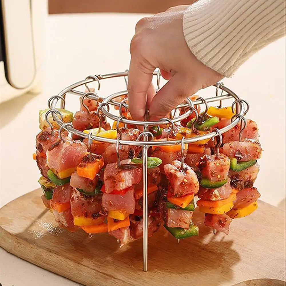 Edelstahl-Spießhalter für Air Fryer & BBQ – Vertikales Kebab-Rack, 13 oder 25 Spieße