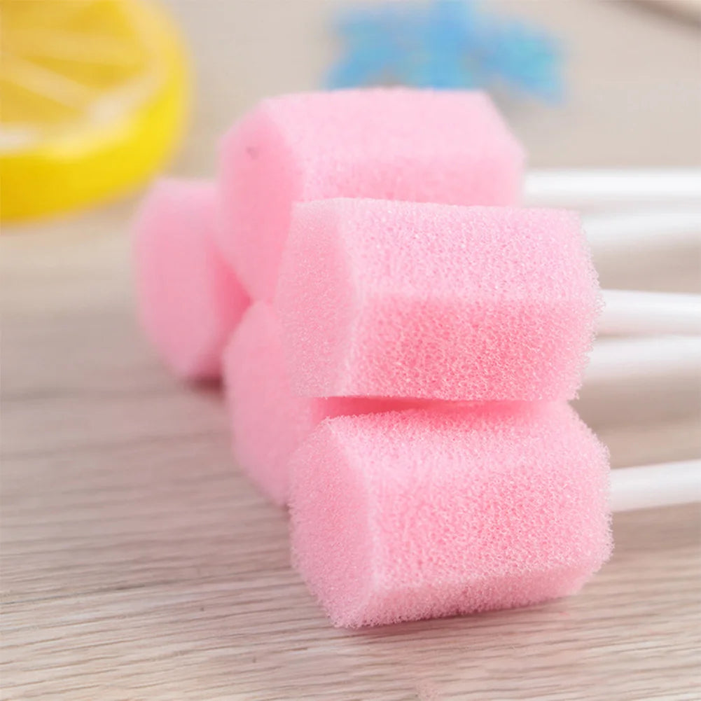 100Pcs Einweg Mundpflege Schwamm Tupfer Zahn Reinigung Mund Tupfer Mit Stick Schwamm Kopf Reinigung Reiniger Tupfer