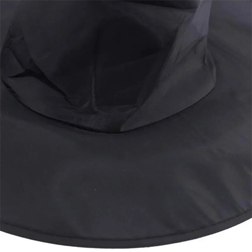 Halloween Hexenhut mit Rüschen – Schwarzer Hexen- & Zauberer-Hut für Cosplay & Party