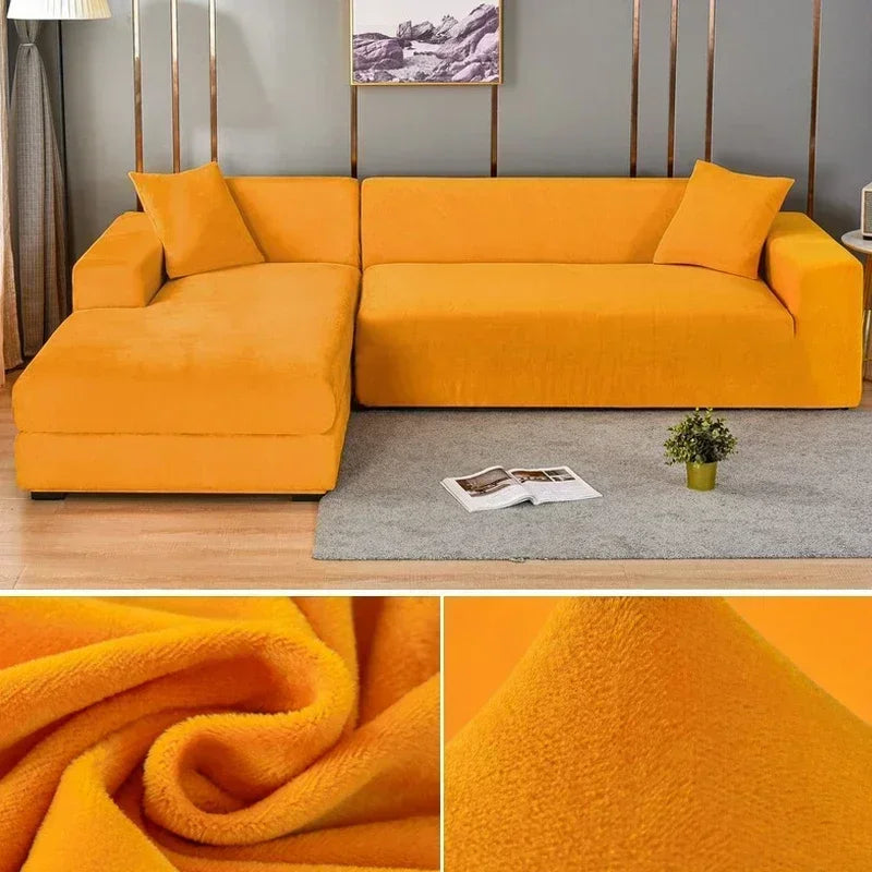 Samt-Sofabezug, dick, elastisch, 1/2/3/4-Sitzer-Sofabezug für Wohnzimmer, Samt-Plüsch, L-förmiger Ecksofa-Couchbezug