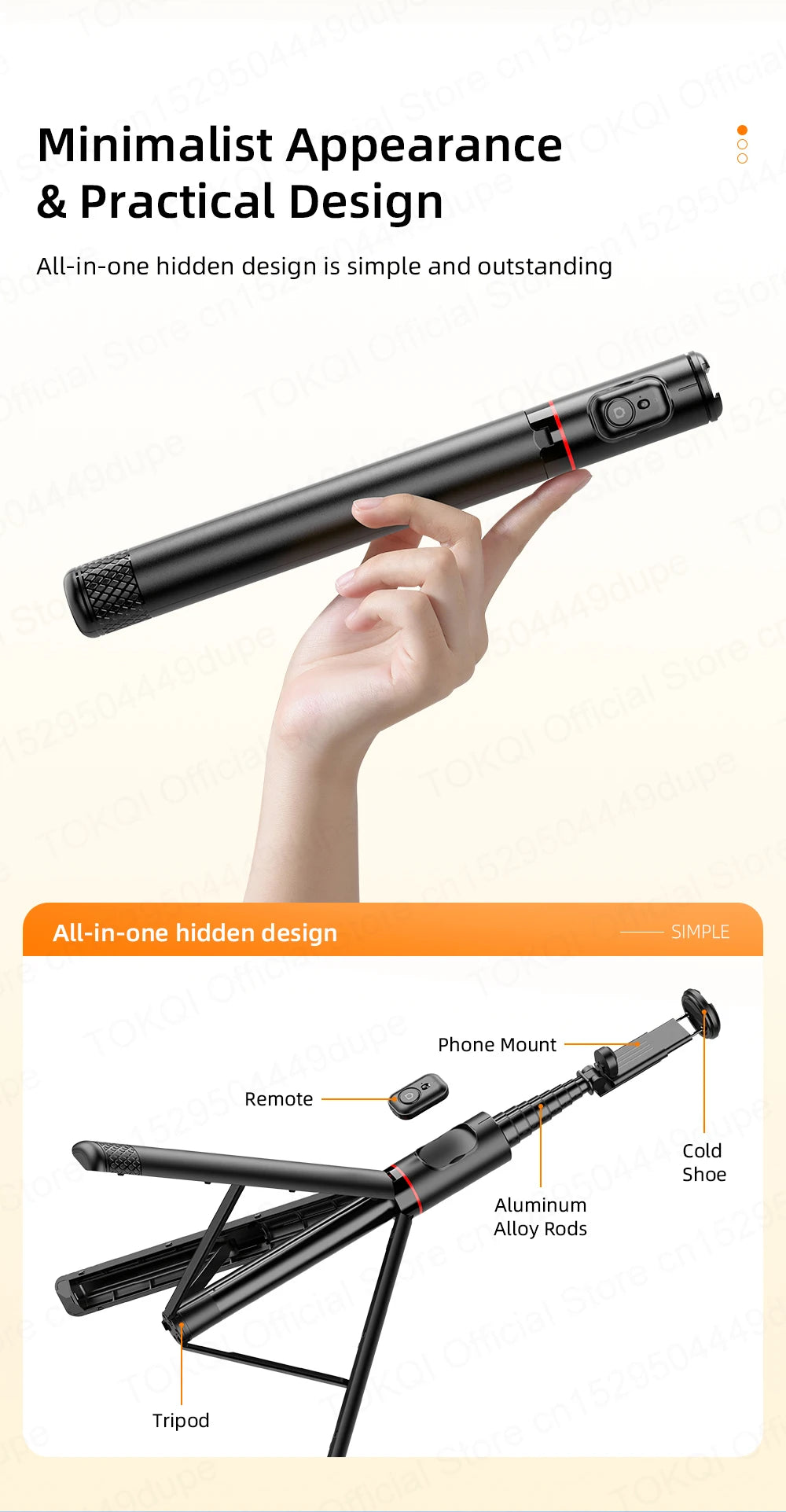 TOKQI C10 Selfie Stick Stativ – 1,83m / 72 Zoll, Bluetooth, Aluminium | iPhone & Android