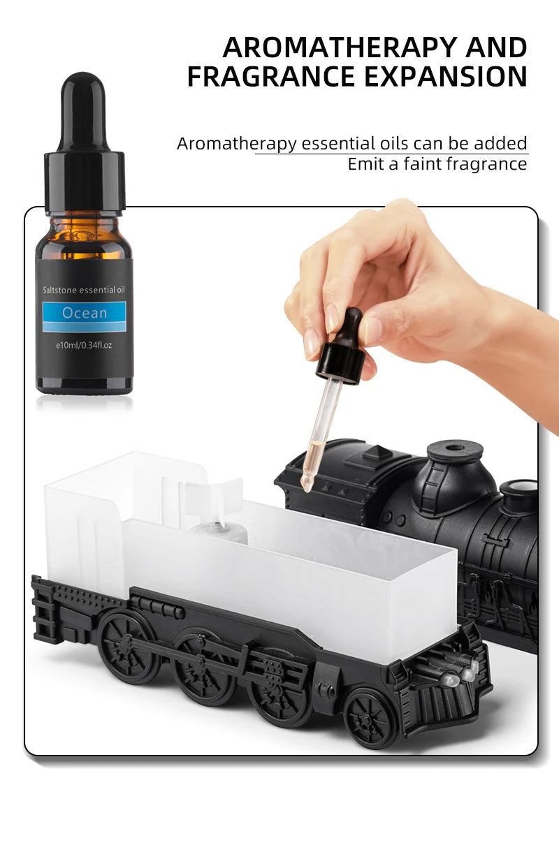 Kreativer Vintage-Zug-Lokomotive-Luftbefeuchter, Aroma-Diffusor, Sprühgerät mit Quallen-Rauchring für die Aromatherapie mit ätherischen Ölen
