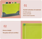 LMETJMA 4-teiliges, farbcodiertes Kunststoff-Schneidebrett-Set mit Aufbewahrungsständer, dickeres Schneidebrett-Set, rutschfestes Design, JT114