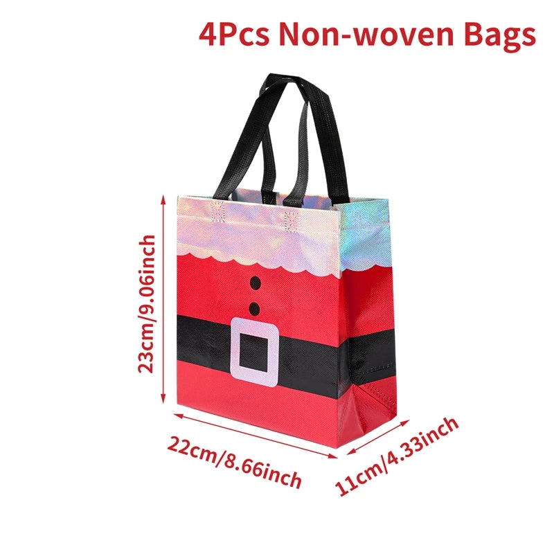 4 stücke Weihnachten Geschenk Taschen Weihnachten Party Dekoration Kinder Gefälligkeiten 2025 Weihnachten Santa Claus Handtaschen Navidad Natal Neue Jahr geschenk 2026