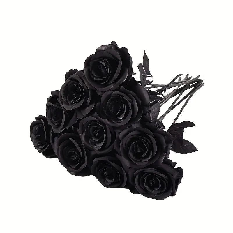 Künstliche Schwarze Rosen – Langer Stiel, Tischdeko | 5 oder 10 Stück