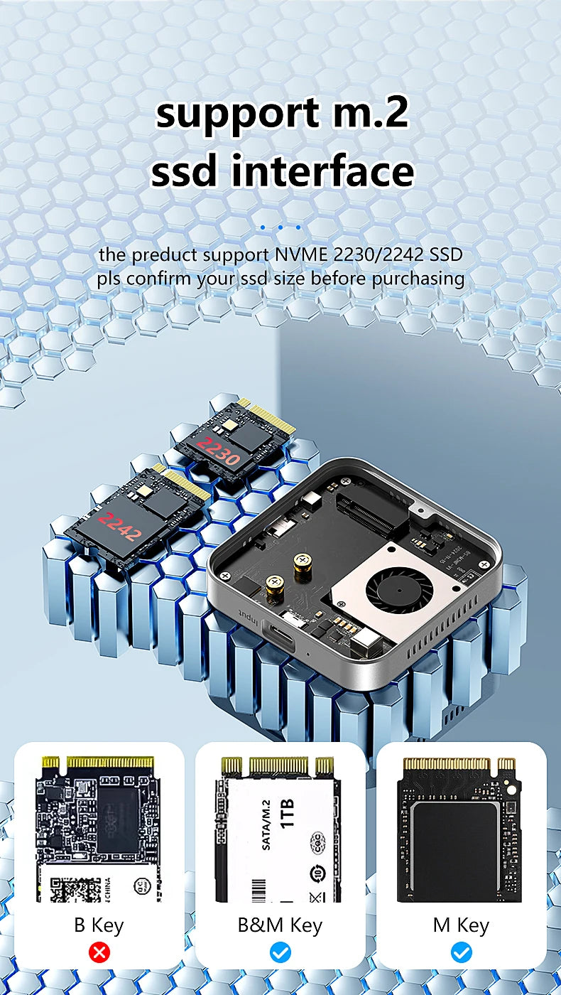 Blueendless Magnetisches M2 2230 2242 NVMe SSD-Gehäuse mit Lüfter 100 W PD-Aufladung Typ C NVMe PCIE SSD-Gehäuse für iPhone Mac