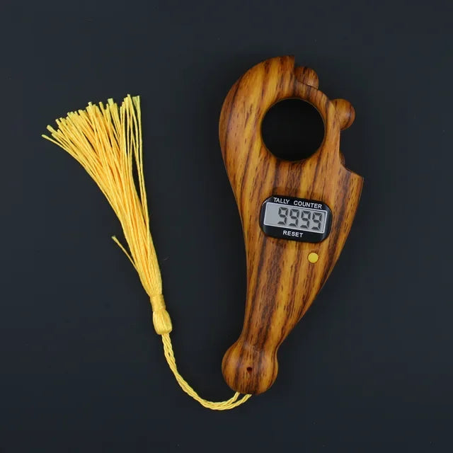 Holz-Fingerzähler Tasbih – 0–9999, Stummschaltung, Automatische Abschaltung | Mahagoni, Rosenholz & Nanmu | SHENGMEIYU