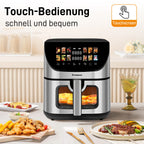 8-Liter-Heißluftfritteuse mit Sichtfenster und Backofen