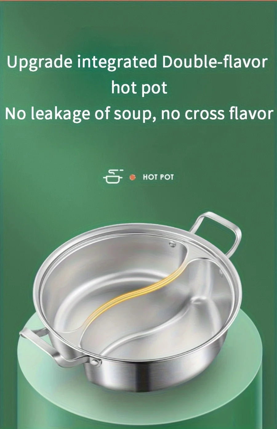 Abgedeckter 12,2-Zoll-Hot Pot mit zwei Geschmacksrichtungen, integrierter Mandarin-Enten-Topf, verdickter chinesischer Hotpot für den Heimgebrauch, Edelstahl, doppelt