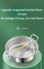 Abgedeckter 12,2-Zoll-Hot Pot mit zwei Geschmacksrichtungen, integrierter Mandarin-Enten-Topf, verdickter chinesischer Hotpot für den Heimgebrauch, Edelstahl, doppelt