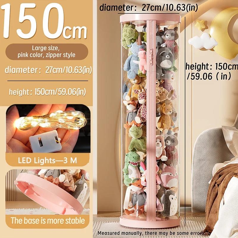 Transparente Puppe Lagerung Box Plüsch Spielzeug Organisation Spielzeug Lagerung Rohr DIY Zipper Bins Kind Weihnachten Geschenk kinder Spielzeug Organizer