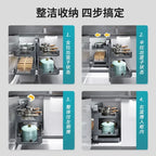 Eckkorb, Küchenschrank, komplett ausziehbar, Aufbewahrungsregal mit zwei Schubladen, Eckkorb