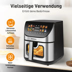 8-Liter-Heißluftfritteuse mit Sichtfenster und Backofen