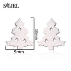 SMJEL Niedliche Tier-Hirsch-Ohrstecker, kleine Lebkuchenmann-Schneeflocken-Ohrringe für Mädchen, Edelstahl, Weihnachtsschmuck, Brincos