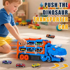 Dreiteiliger Dinosaurier-Spielzeuglaster – Sechs Miniatur-Automodelle aus Metalllegierung