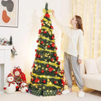 1,5 m heiß verkaufter einziehbarer Weihnachtsbaum, 1,8 m, faltbare Ornamente, Weihnachtsdekorationsbaum mit Lichtern, Spiralbaum