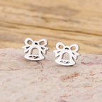 Shuangshuo 1 Paar Ohrstecker mit Schleife, Weihnachtsbaum, Elch, Jingle Bell, für Damen, Edelstahl, Ohrringe, Schmuck, 2025, Weihnachtsgeschenk