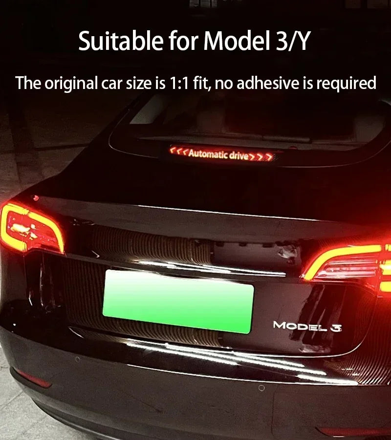 Neu 1 Stück Auto-Aufkleber für Tesla Model 3 Y, Rücklicht-Aufkleber, hochmontiertes Bremslicht, Projektionsbrett, oberes Rücklicht, Emblem-Aufkleber