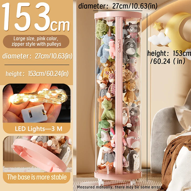 Transparente Puppe Lagerung Box Plüsch Spielzeug Organisation Spielzeug Lagerung Rohr DIY Zipper Bins Kind Weihnachten Geschenk kinder Spielzeug Organizer