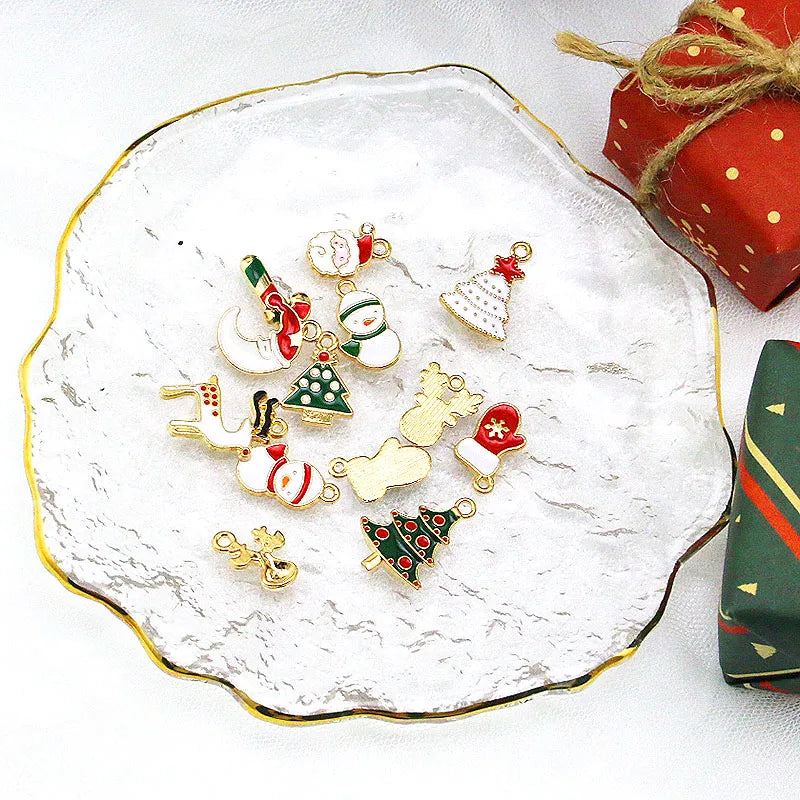 (20 Stück/Packung) Gemischter Anhänger Weihnachts-Minidekoration, halbfertiges Kunsthandwerk, Weihnachtsbaum, Neujahrsoutfit