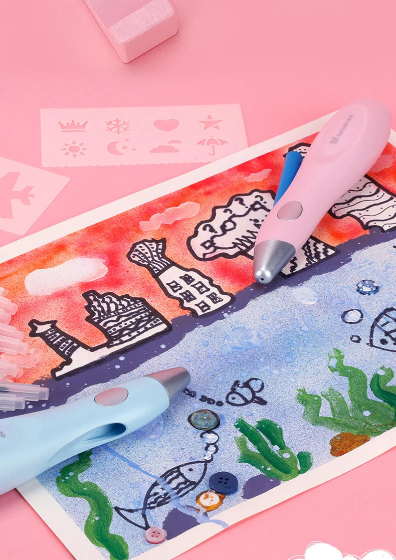 Elektrische Airbrush Aquarell Stift Set Multi-funktion Farbe Inkjet Stift Elektrische Spray Kunst Stift 12 Farben Hand bemalt