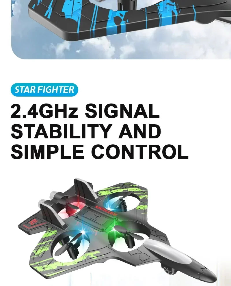 Fernbedienung Flugzeug V17 Jet Fighter Stunt Rc Flugzeug 360 °   Kreisendes ferngesteuertes Kampfflugzeug-Modellspielzeug mit LED-Leuchten