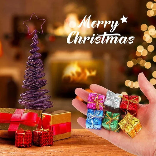 120/12PCS Mini Geschenk Boxen Weihnachten Baum Hängen Anhänger Bunte Quadratische Schaum Box Ornamente Weihnachten Neue Jahr Party decor Großhandel