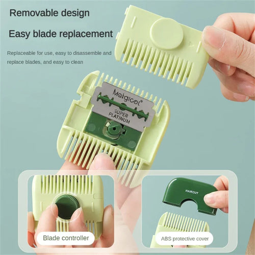 2-in-1-Baby-Haarschnitt- und Friseurkamm zum Trimmen von Pony und gebrochenem Haar, Pony-Trimmer, manuell, tragbar, für Kinder