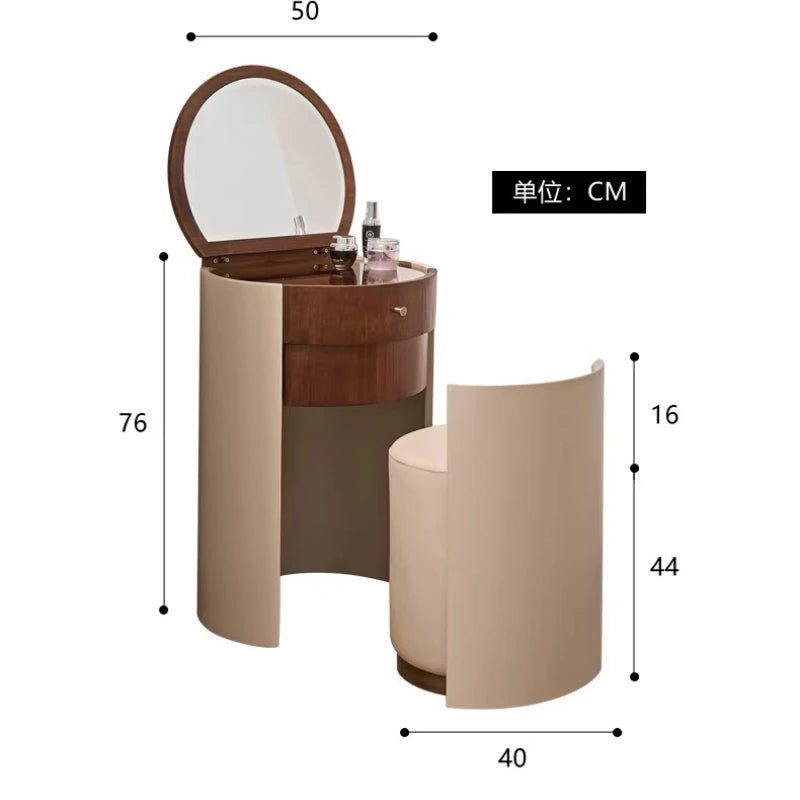 Wohnung Design Schminktisch Runde Luxus Schlafzimmer Set Schminktisch Stuhl Büro Penteadeira De Maquiagem Haus Zubehör