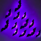 9/12 Stück 3D-LED-Fledermaus-Halloween-Dekorationen für Zuhause, Spinnen-Nachtlicht-Aufkleber für Garten, Hinterhof, Party, festliches Partyzubehör