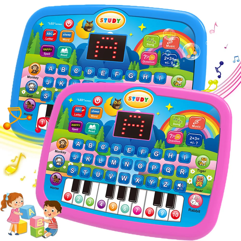 Bildungstablett-Spielzeug für Kinder, Alphabetisierung ab 3 Jahren, Mathematik, Musiklernen, Doppel als elektronische Tastatur, Geburtstags-Weihnachtsgeschenk