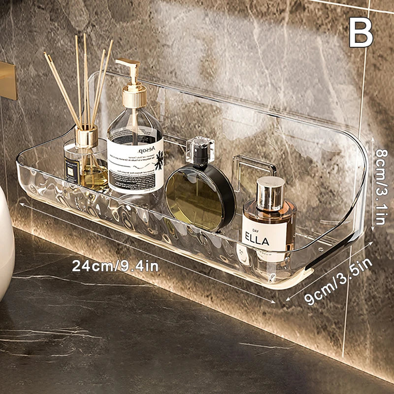 Badezimmer-Saugnapf-Aufbewahrungsbox ohne Bohren, großes Fassungsvermögen und stark tragendes, multifunktionales, wandmontiertes Regalregal mit Saugnapf