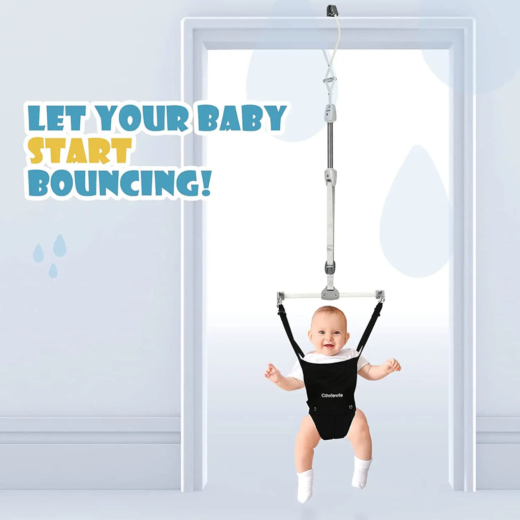 Cowiewie 2 in 1 Baby Tür Jumper w/ Baby Walking Harness Funktion, baby Jumper mit Tür Klemme Verstellbaren Riemen und Sitz für 6-2