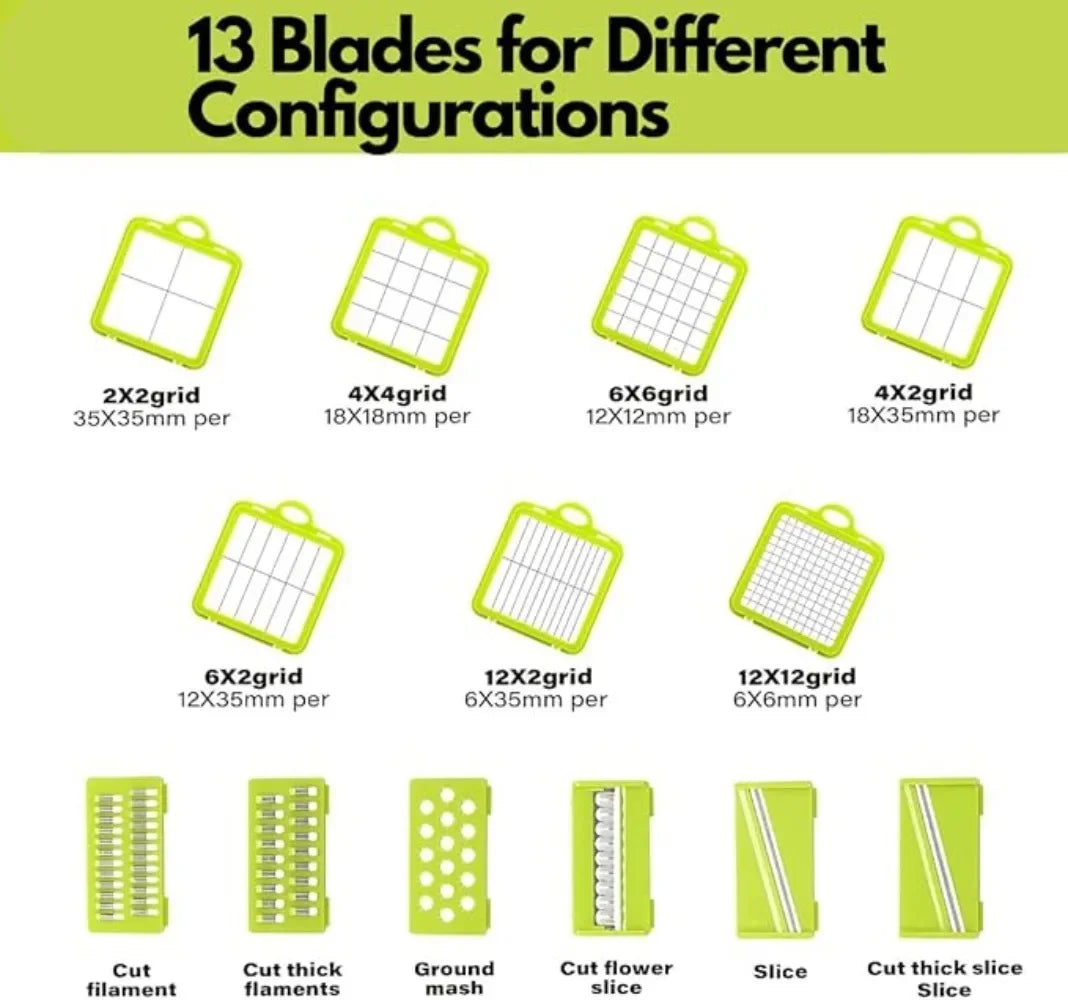22-in-1 Gemüseschneider Set – Edelstahl, Hobel, Würfelschneider, Reibe, CE-zertifiziert