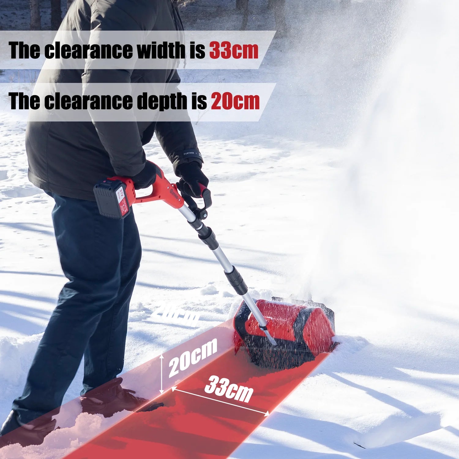 Wiederauf ladbarer Schnee Schnee treiben Outigo Wigler, 900W, 33 cm Breite, 25 cm Tiefe, 8 m Projektions abstand