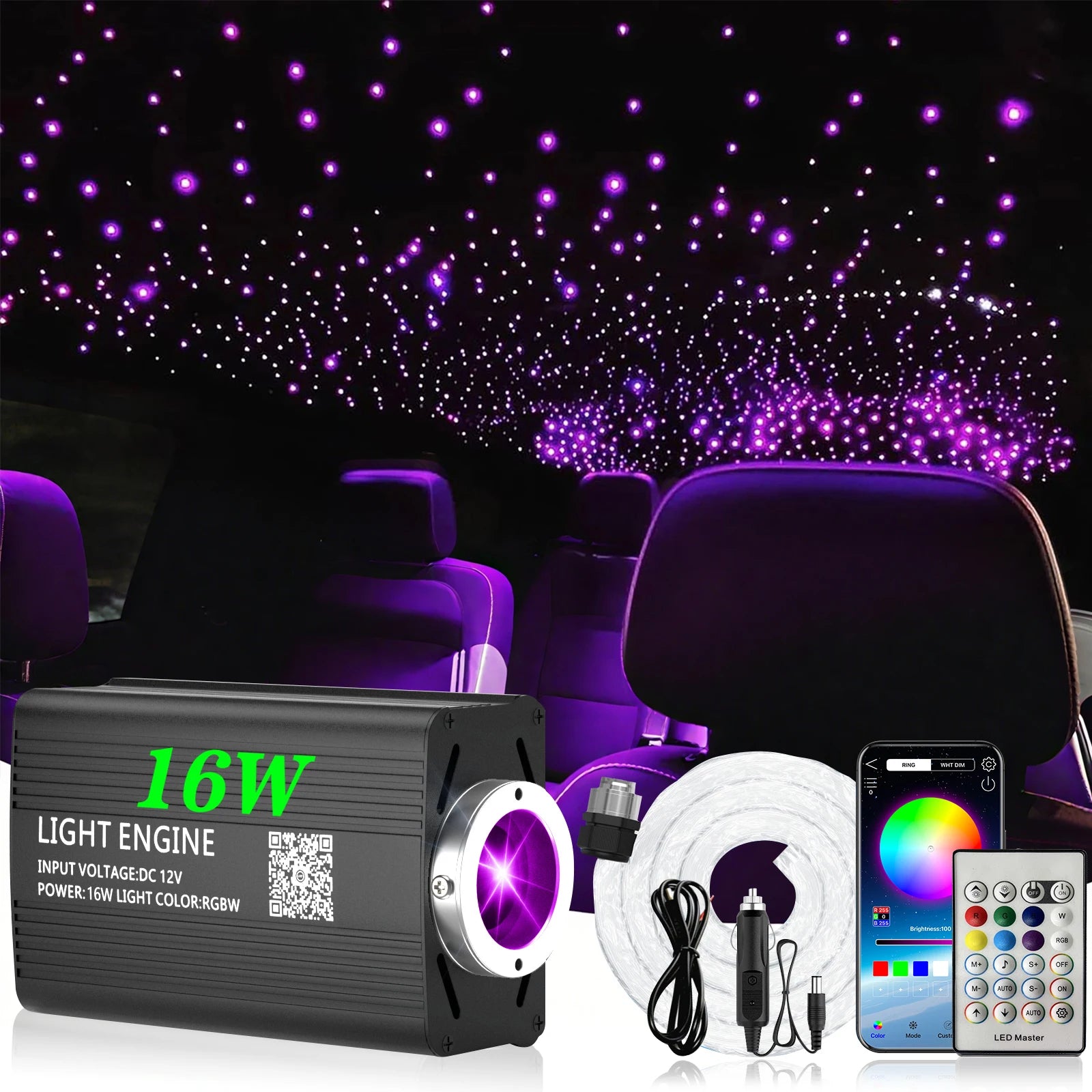 VASTFIRE Starlight Auto-Ambientebeleuchtung – Glasfaser-Fußmatten, RGB-Lichtleiste & Faserlampen | App & Fernbedienung | CE & RoHS