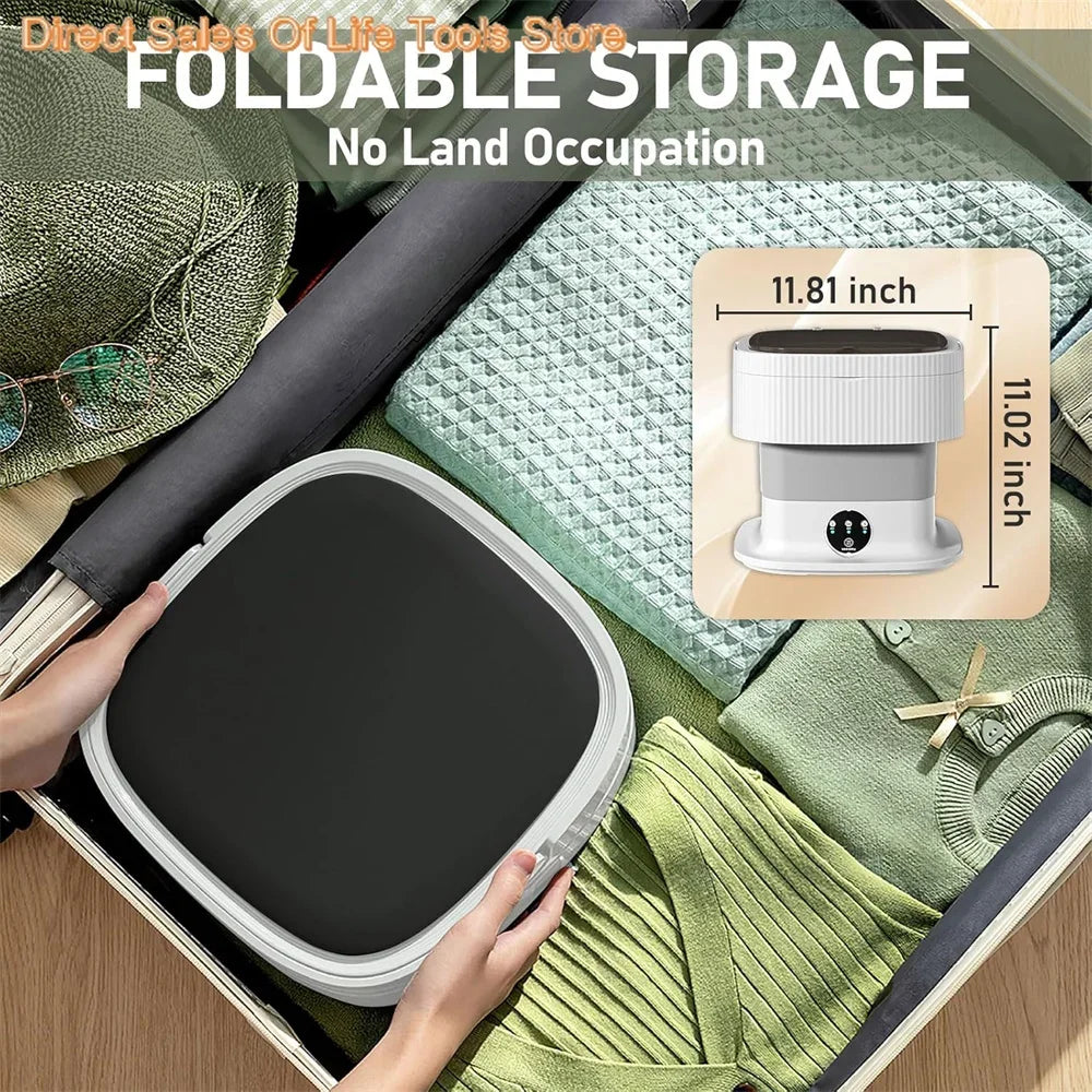 60 W tragbare faltbare Waschmaschine mit rotierenden vollautomatischen Mini-Unterwäsche-Socken 11 l Haushalts-Zentrifugalwaschmaschine