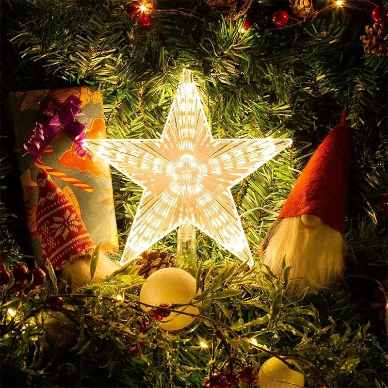 15 cm Weihnachten Leuchtende Baum Topper fünfzackigen Stern Transparente LED Glänzende Lampe Weihnachten Bunte TopStar Ornamente Navidad decora