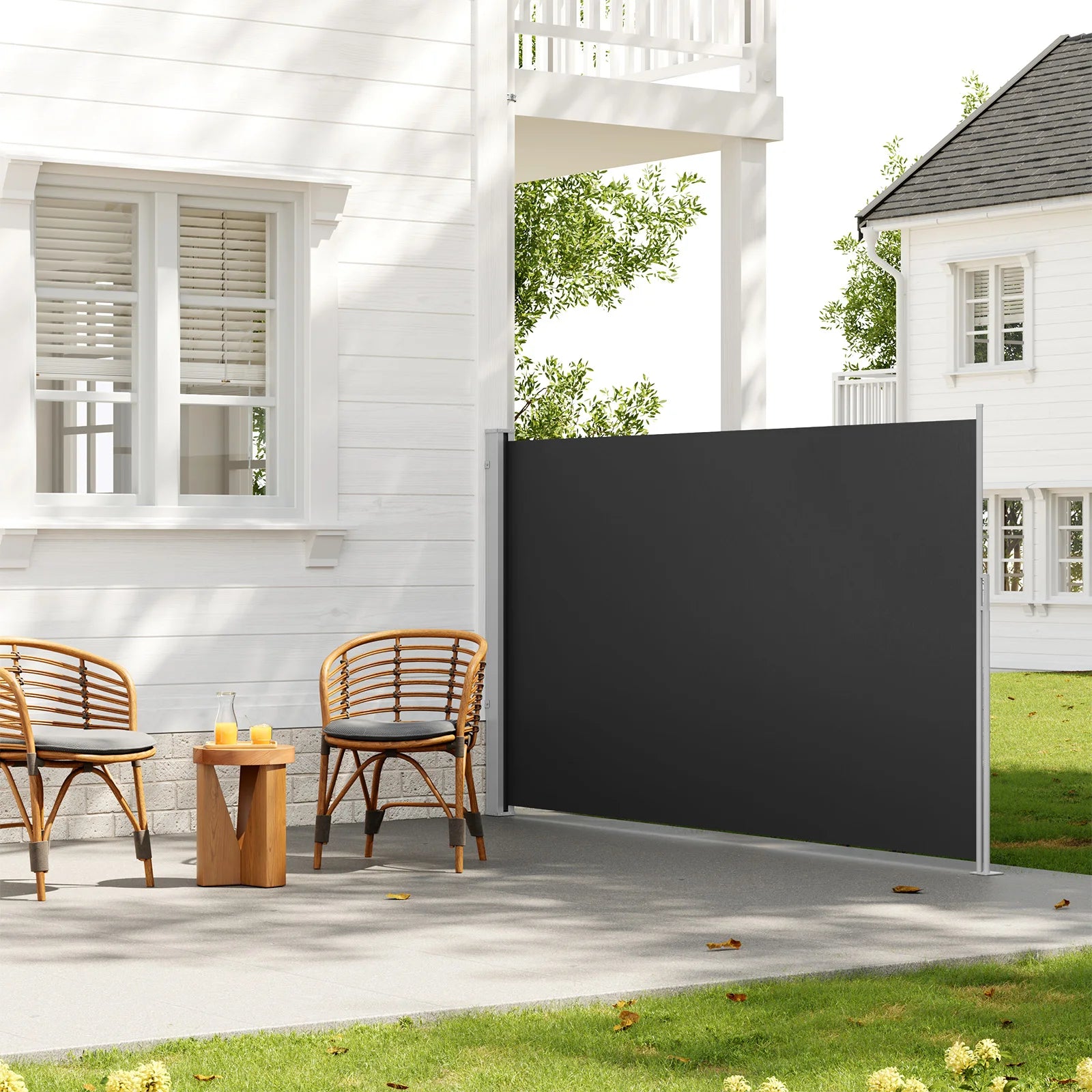 WOLTU Seitenmarkise ausziehbar – 160 oder 180×350cm, Aluminium, UV- & wasserfest, Balkon & Terrasse