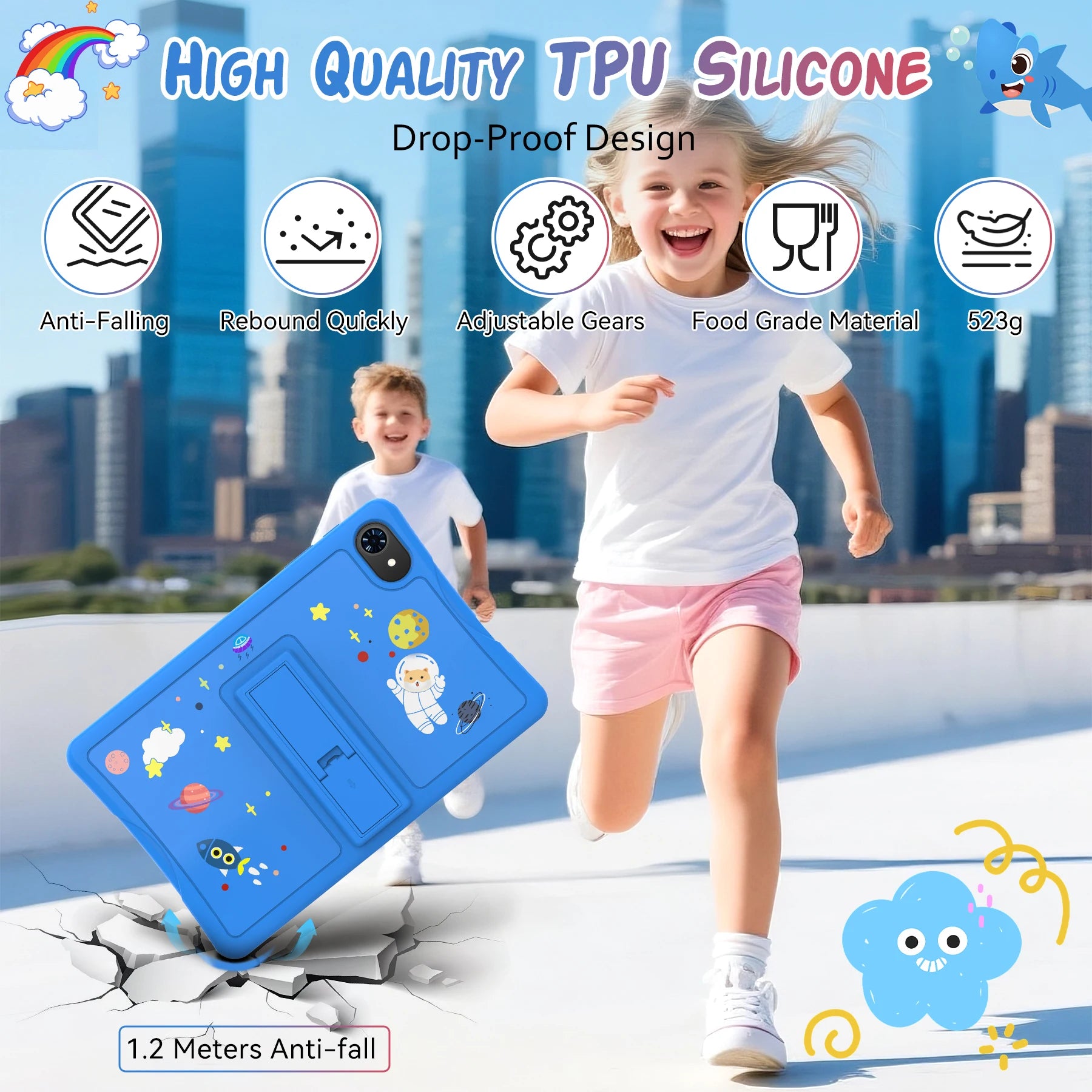 TABWEE K10 Kinder-Tablet 10'' Android 15, 4 GB RAM + 8 GB erweiterbar, 64 GB ROM, 5G WiFi, Widevine L1, 5000 mAh Kinder-Tablet-PC