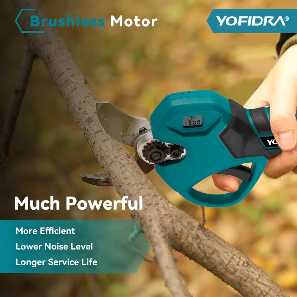YOFIDRA 30 MM Bürstenlose Scheren Schere 2 Gänge Cordless Garten Obst Baum Zweig Beschneiden Power Werkzeuge Für BL1850B 18 V batterie
