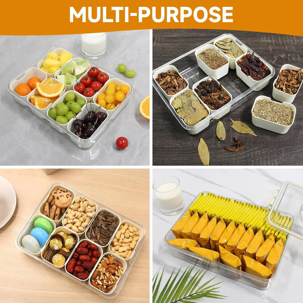 8 Gitter tragbare Snackplatten Organizer geteilt Serviert ablett mit Deckel und Griff mit wieder verwendbaren Snack box Wohnkultur Drops hipping