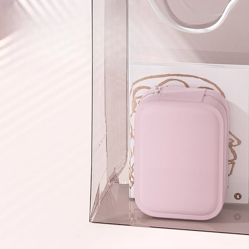 Tragbare Handgepäckbox für den Schreibtisch, Organisation von Hautpflegeprodukten, Lichtspiegel, integrierter Make-up-Organizer, Kosmetikaufbewahrung, Badezimmer