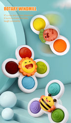 3Pcs Cartoon Insekt Zappeln Saugnapf Spinner Spielzeug Set Pädagogisches Rotierenden Rassel Baby Bad Spielzeug für Kinder