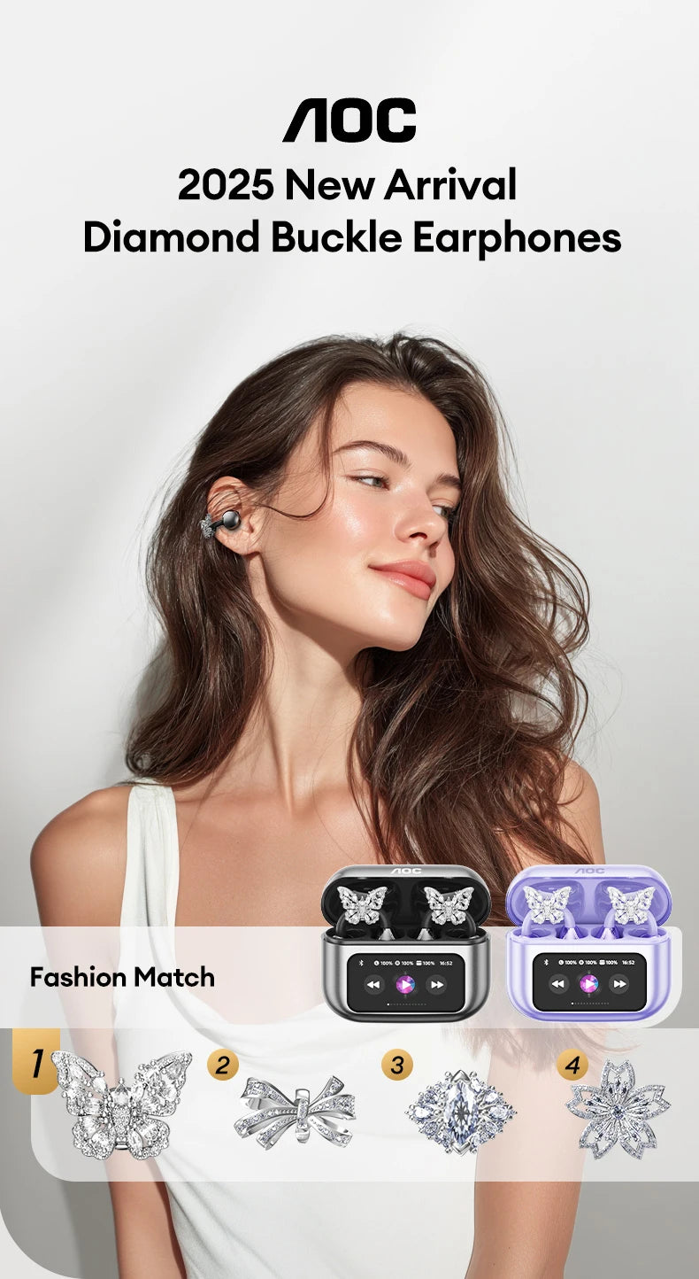 AI-Übersetzungskopfhörer AOC Ohrclip-Ohrhörer OWS Bluetooth Smart LCD-Bildschirm-Touch-Kopfhörer Gaming Wireless Sport Headset 3521