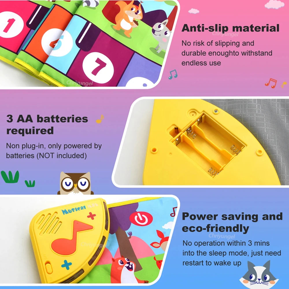 Klaviermatte für Kinder, Kinder, Kleinkinder, Bodentastatur, Tanzmatte, Baby, Fitness, Spielen, Tiermusik, Decke, Instrument, Spielzeug, Mädchen, Jungen, Geschenk